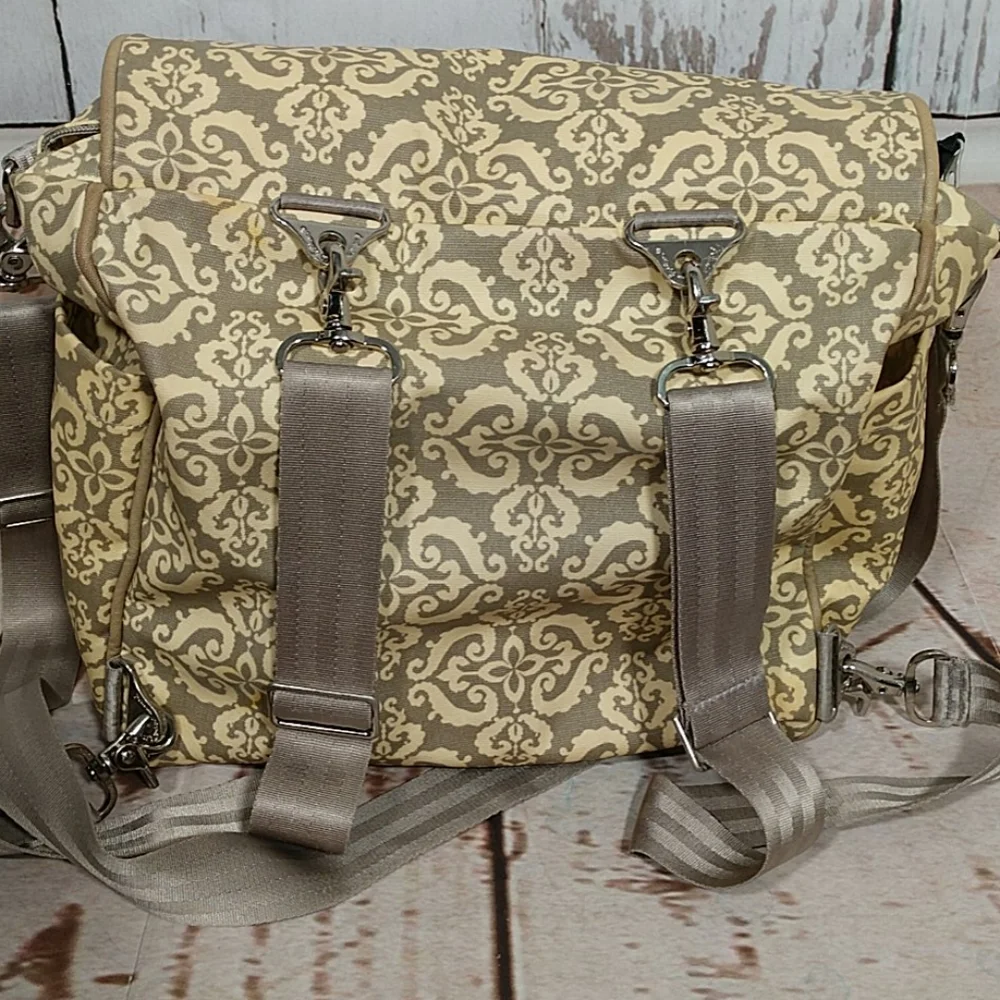 Petunia Pickle Bottom Beige and Yellow Baby Bag